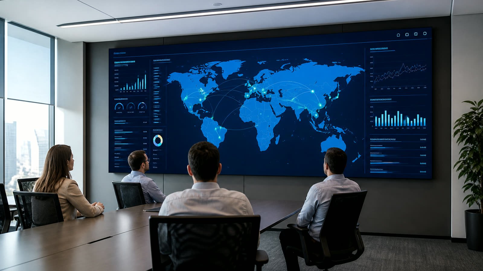 Indoor LED wall in a corporate boardroom