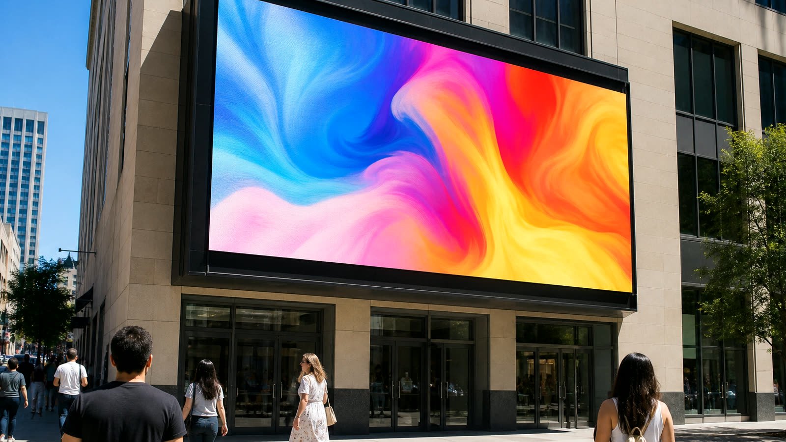 Outdoor LED wall under midday sun