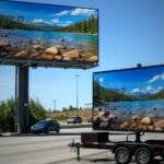 Outdoor LED billboard and trailer screen in daylight