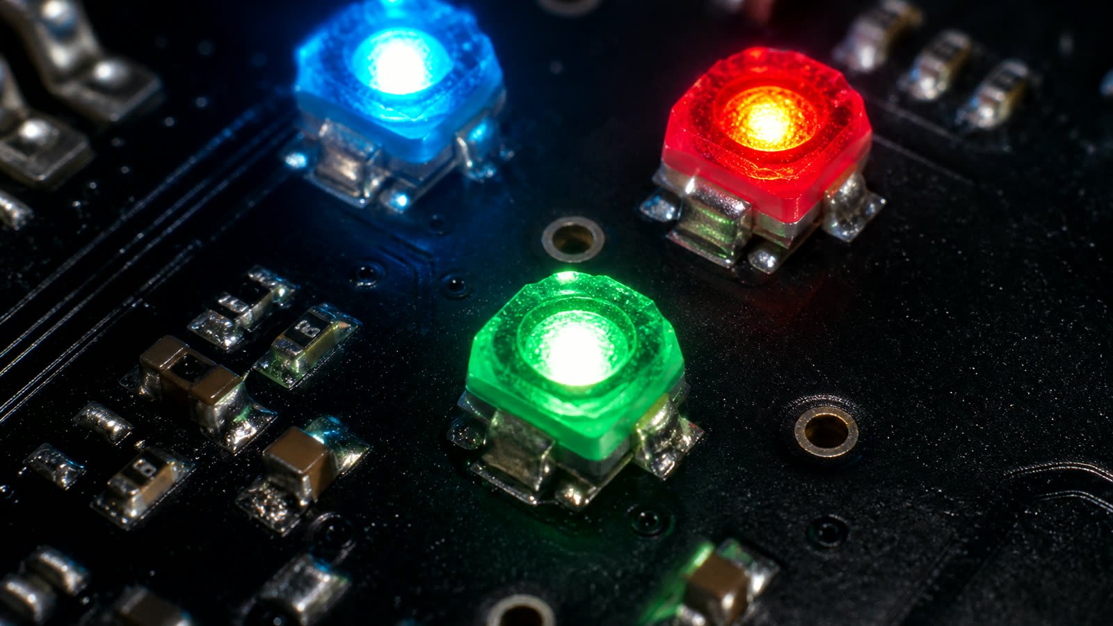 Macro view of SMD LED module surface