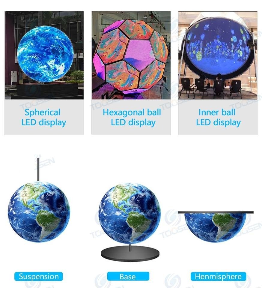LED spherical screen mount options